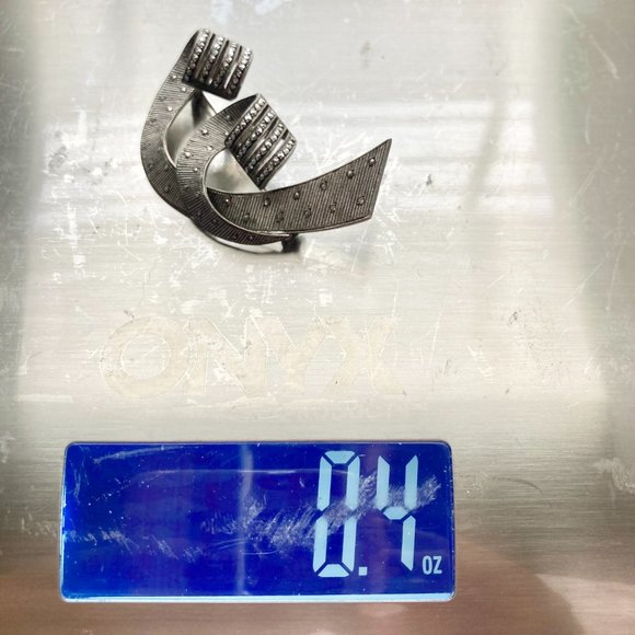 Vintage Sterling Silver Art Deco Marcasite Brooch Pin 925 Estate Ribbon Swirl - Picture 13 of 14